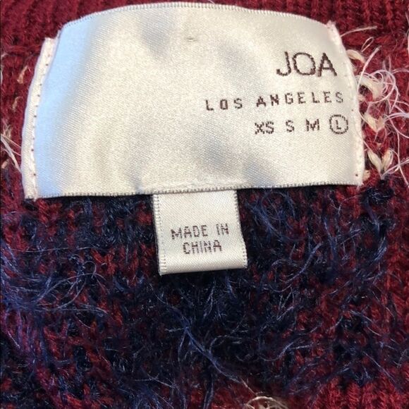 JOA Los Angeles Checked Feather Yarn Cardigan Sz L - Picture 10 of 13